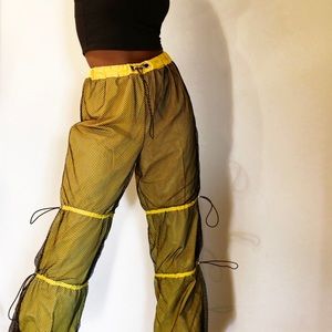 ⬛️SOLD⬛️Yellow Fishnet track pants